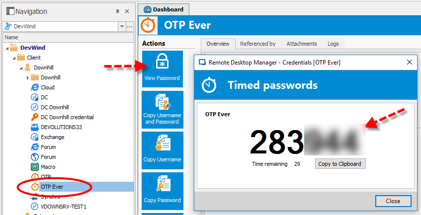 !! One time password in remote desktop manager devolutions