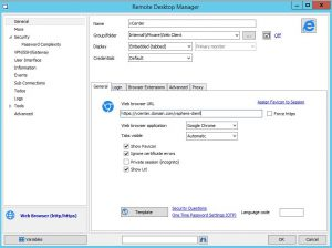 Running the vsphere web client via remote desktop manager