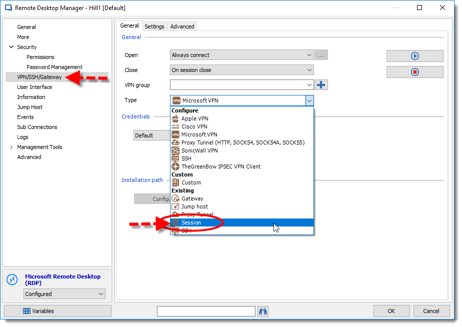 !!VPN Configuration with Remote Desktop Manager
