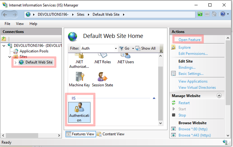 Image 6 - Opening the Authentication Settings