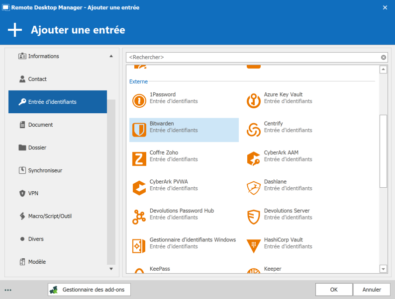 !!Bitwarden intégré à remote desktop manager devolutions