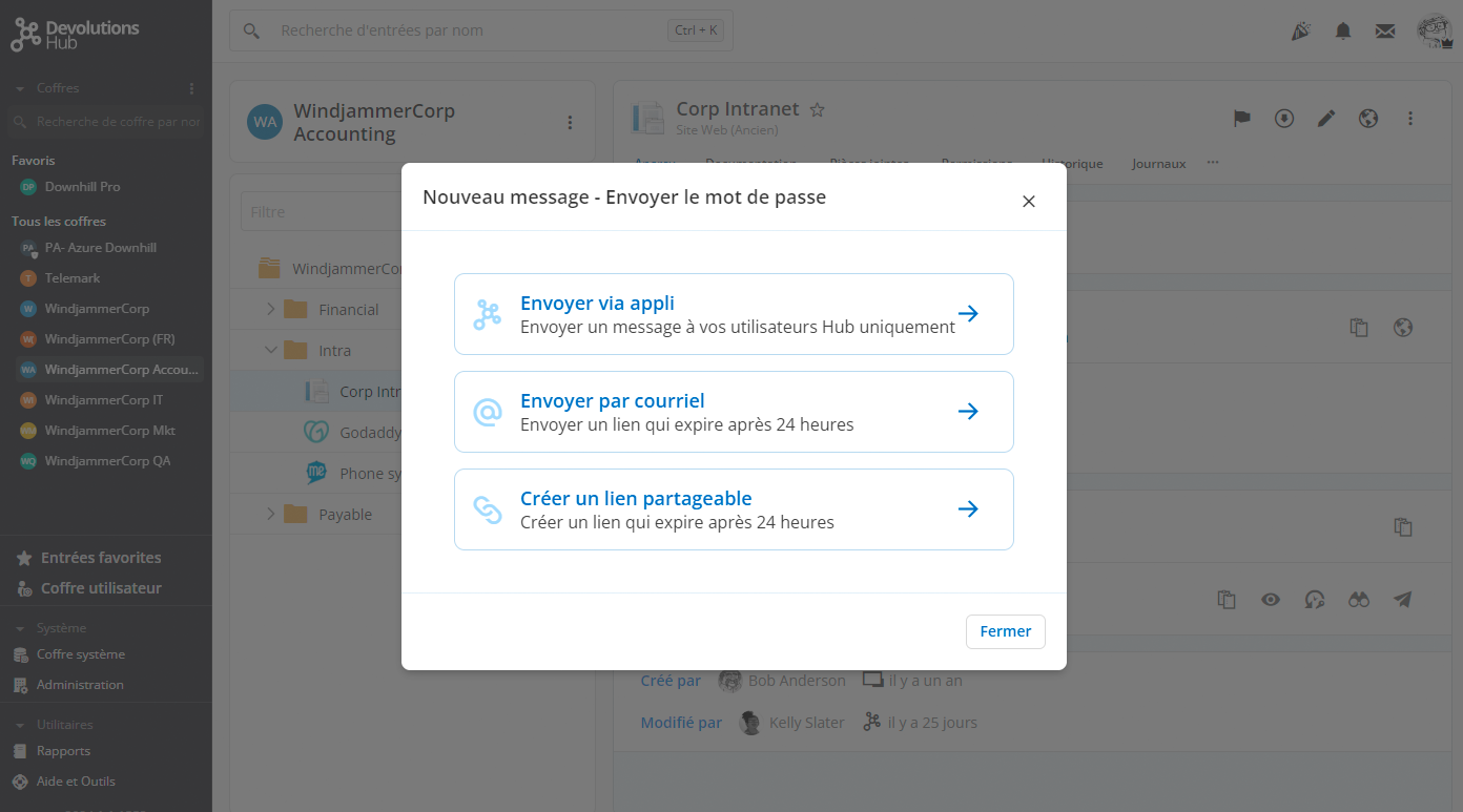 Partage sécurisé de mots de passe