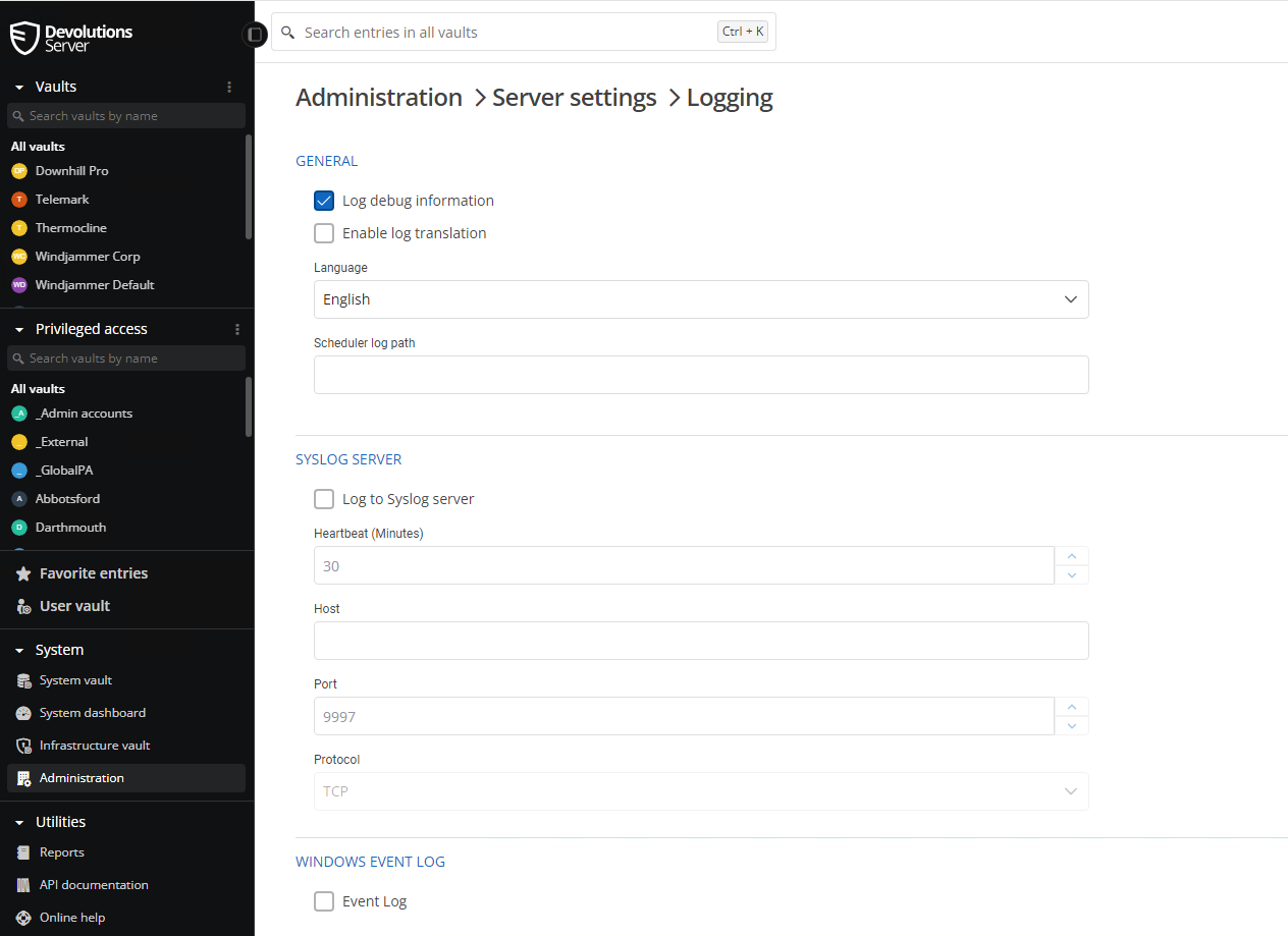 Image Serveur Syslog ou SIEM