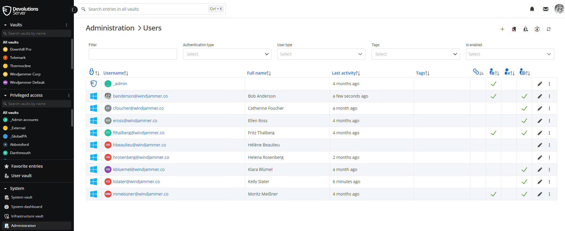 Streamlined user administration interface image