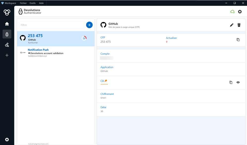Accédez aux comptes avec un mot de passe à usage unique (OTP) avec Authenticator.