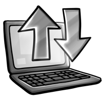 Amministratore IT in stile cartoon con uno scudo che rappresenta l'esportazione
e il backup dei pacchetti in UniGetUI.