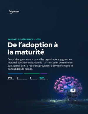 Indice de maturité en IA 2026 – Miniature de la page couverture du rapport de sondage de Devolutions.