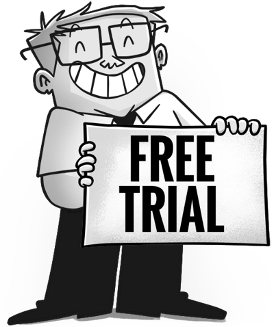 Individual holding a free trial sign