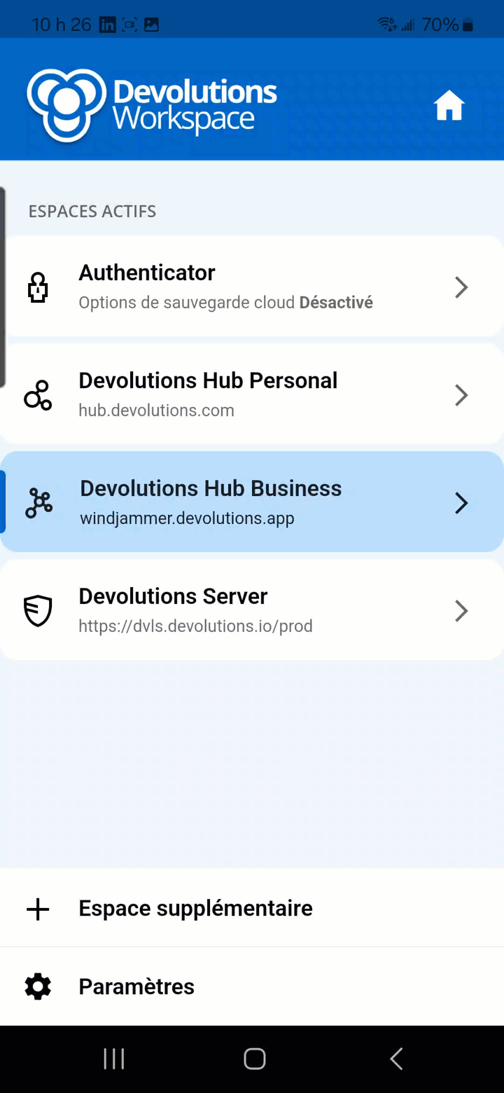 Accédez facilement aux contenus Devolutions Hub de votre organisation.