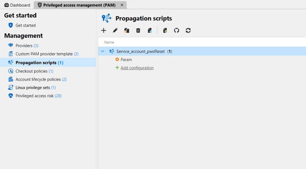 Devolutions PAM password change propagation settings across services and databases.