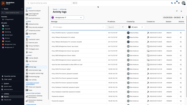 Extensive activity logs