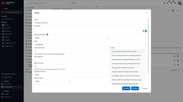 Generate strong passwords