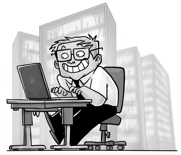 Cartoon sysadmin Maurice comparing Remote Desktop Manager Free and paid editions.