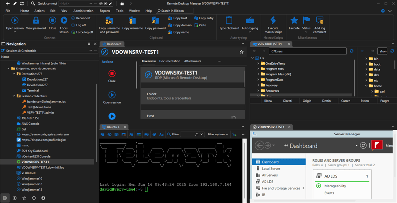 Remote session management