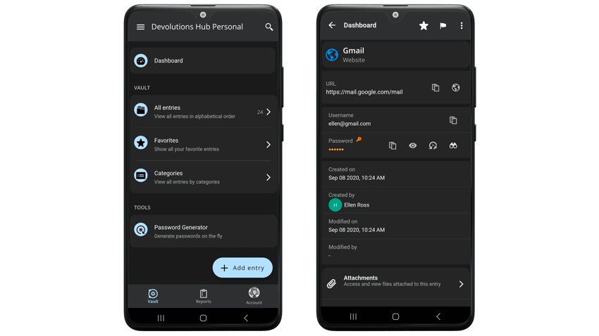 Manage personal passwords and sensitive data from your Android device