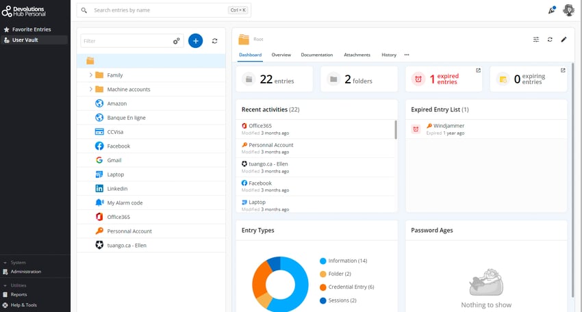 Quickly organize all your personal passwords and sensitive data in a personal vault