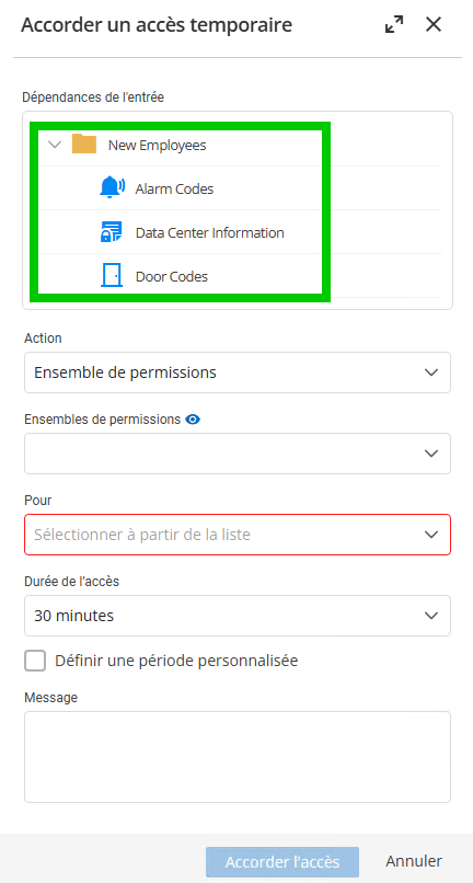 Accorder un accès temporaire