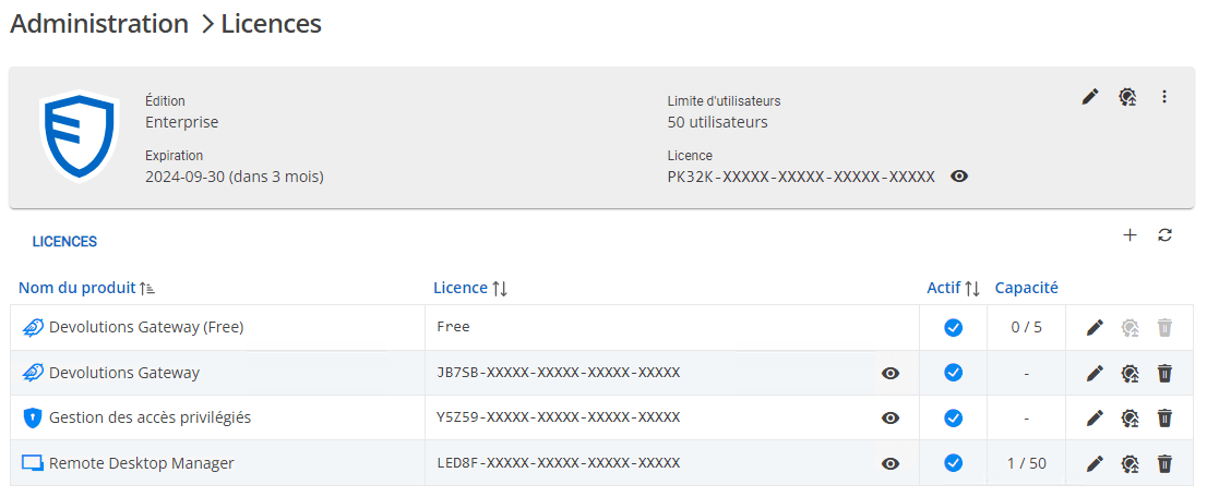 Ajout de la licence Devolutions Gateway (gratuite)