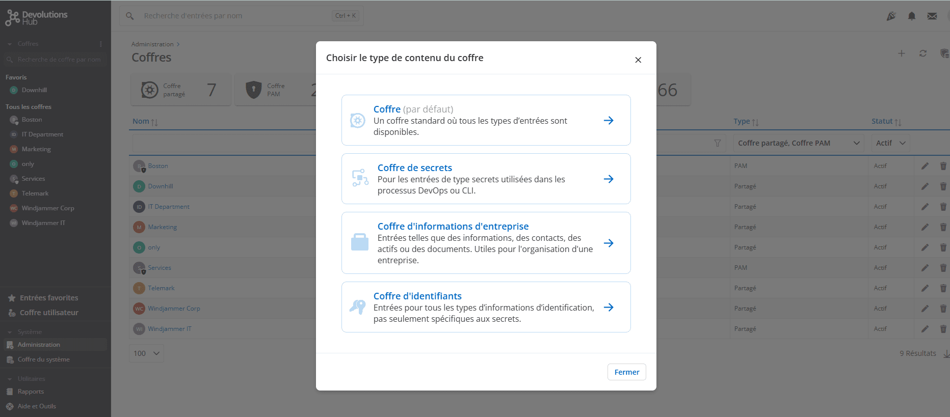 Ajouter le type de contenu du coffre
