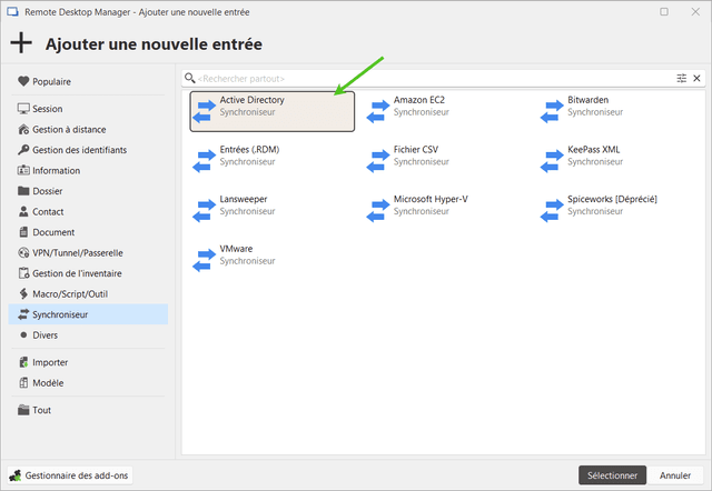 Einen neuen AD-Synchronizer-Eintrag hinzufügen