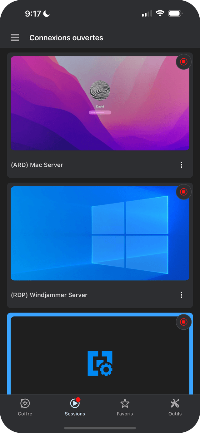 Amélioration de l'affichage des sessions ouvertes