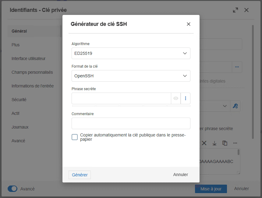 Amélioration de l’entrée et de la génération de clés SSH
