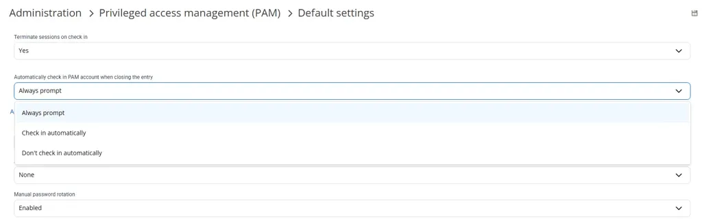 Auto check-in on entry close configuration