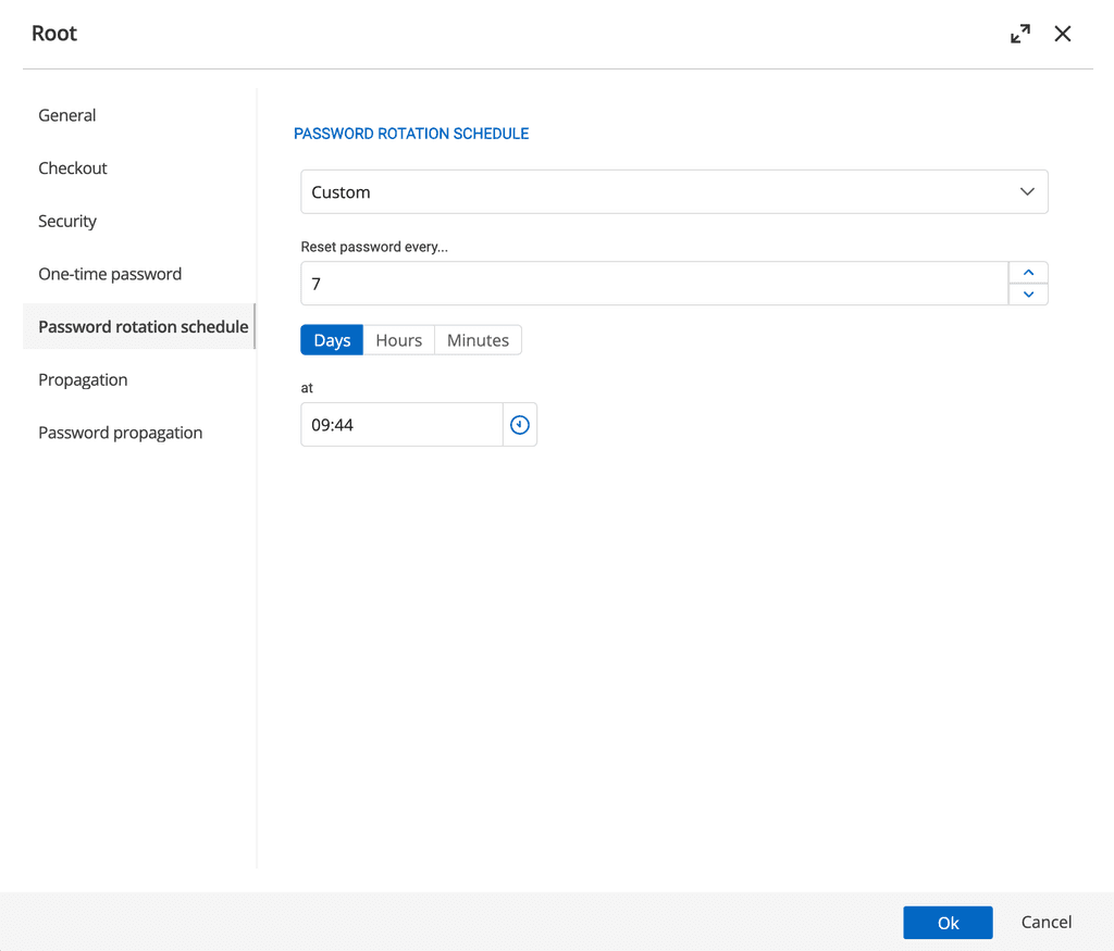 Calendrier de rotation des mots de passe du coffre PAM
