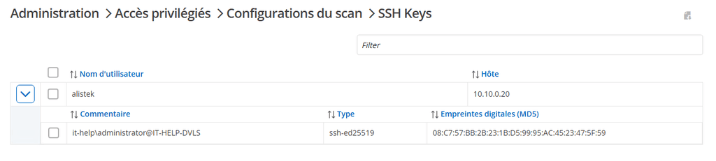 Clés SSH détectées via le nouveau fournisseur PAM de clé SSH