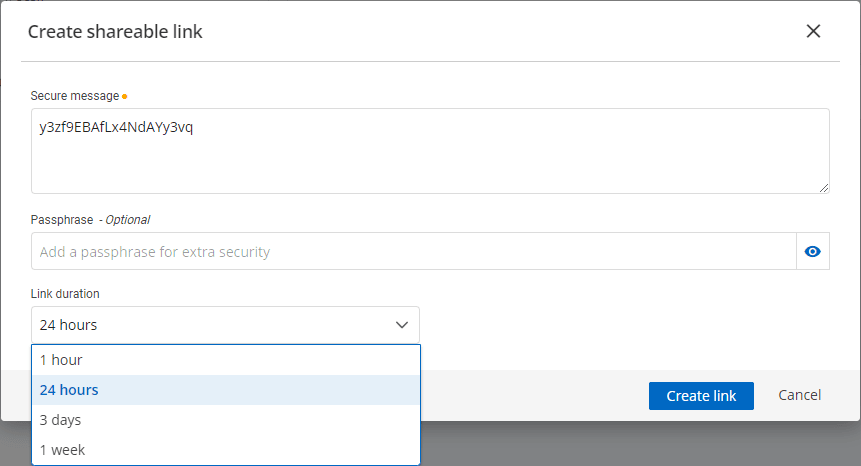 Configuring expiration time for the free integrated Devolutions Send service