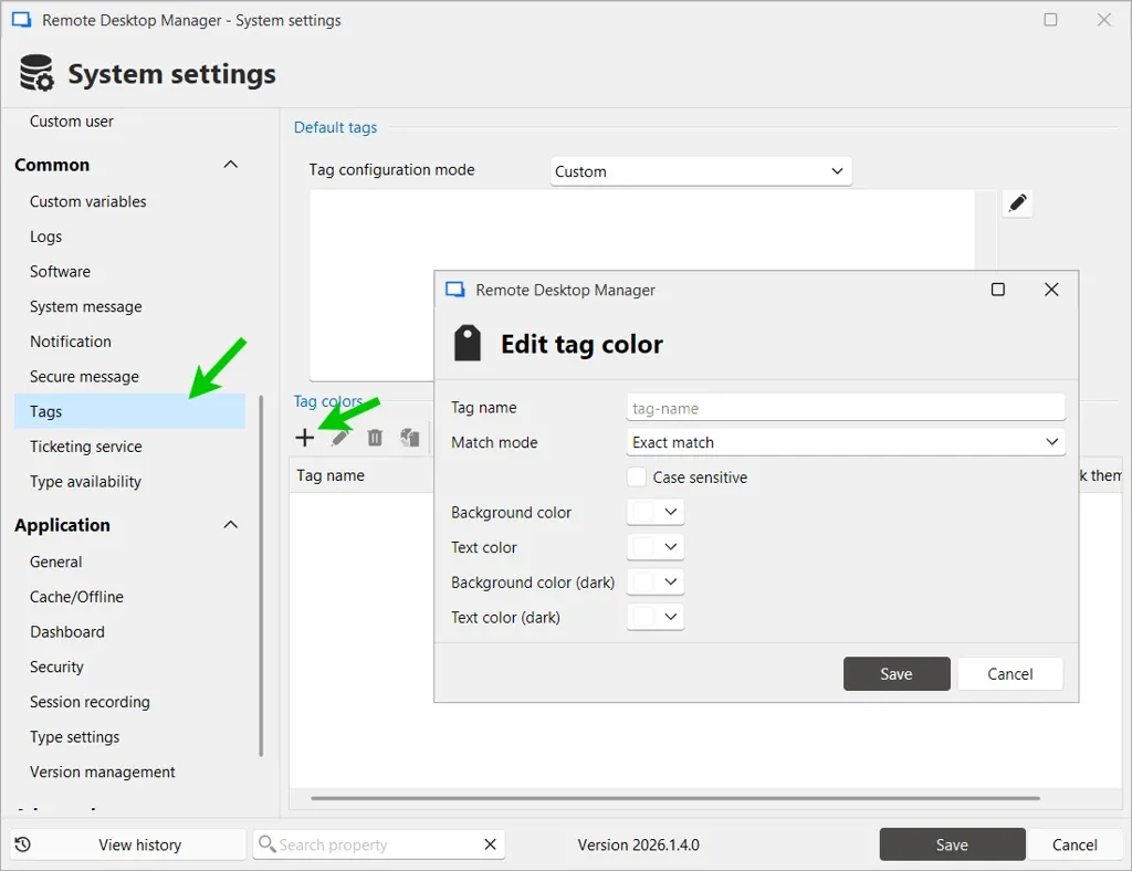 Configuring new tag colors in RDM