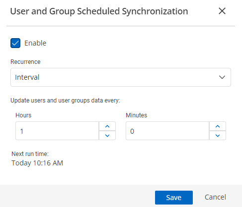 Configuring scheduled user and group synchronization
