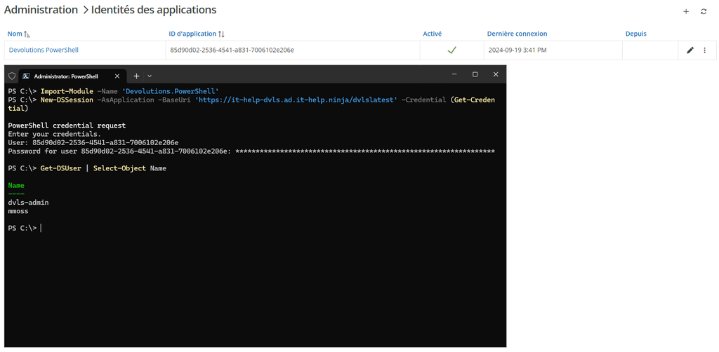 Verbindung über eine Anwendungsidentität in Devolutions.PowerShell