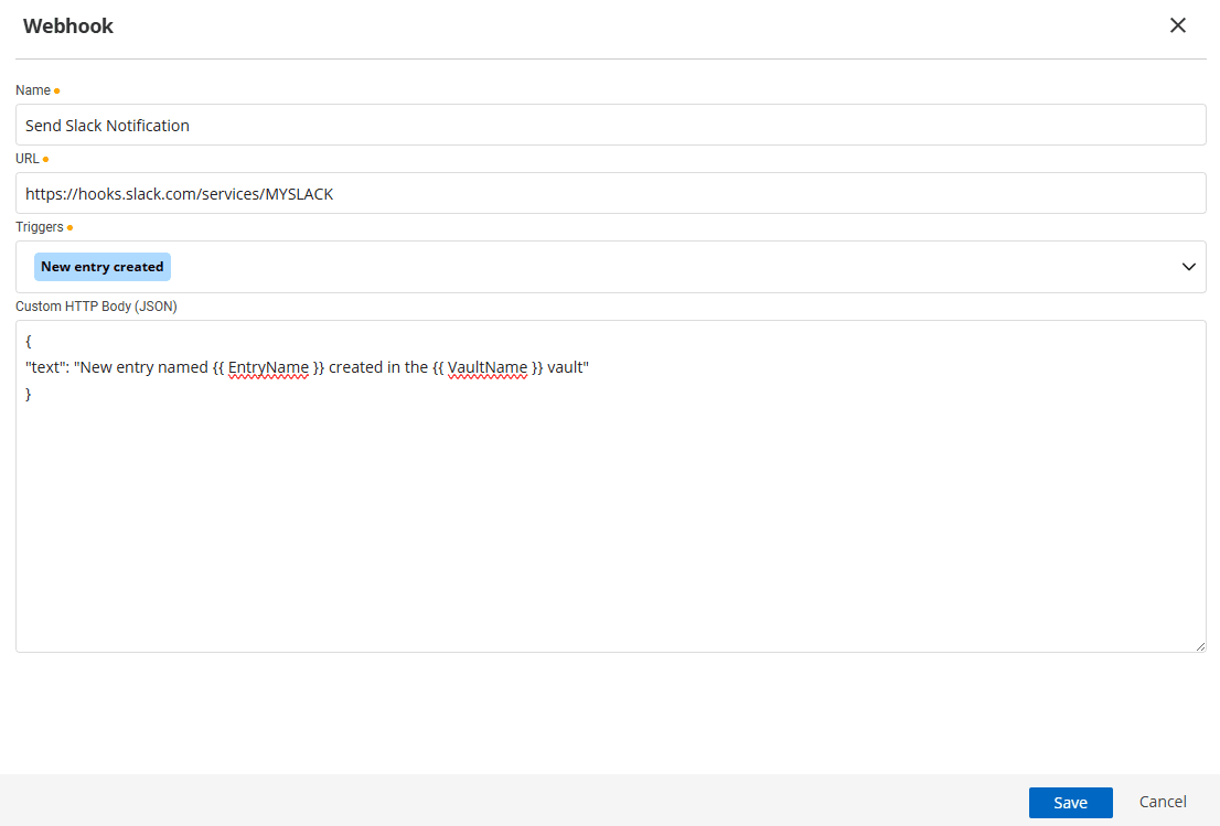 Creating a Slack webhook in DVLS