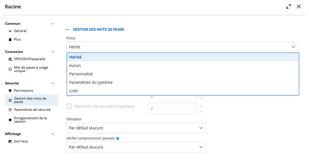 Démonstration que la stratégie de mot de passe par défaut est désormais héritée