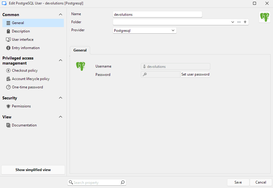 Editing a PAM account directly within RDM