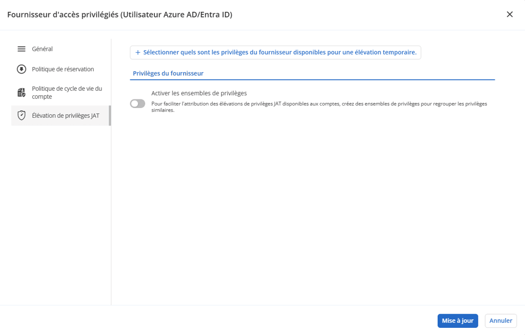 Élévation JAT Entra ID dans Hub