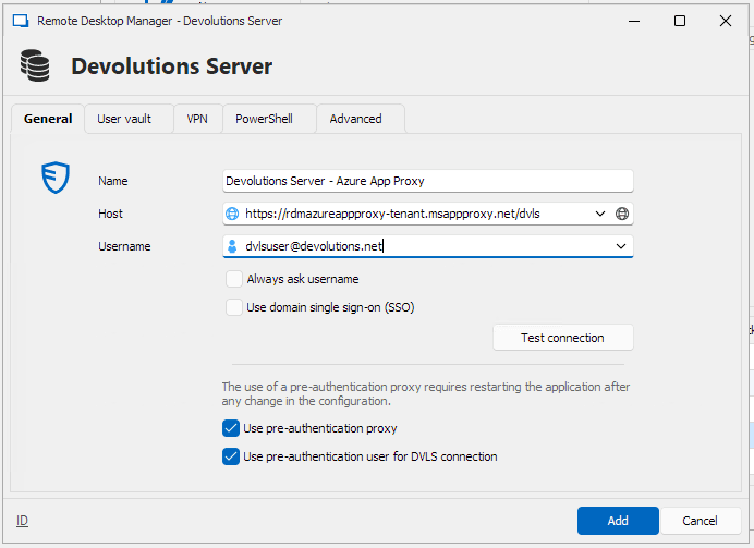 Enabling the RDM pre-authentication proxy for Devolutions Server