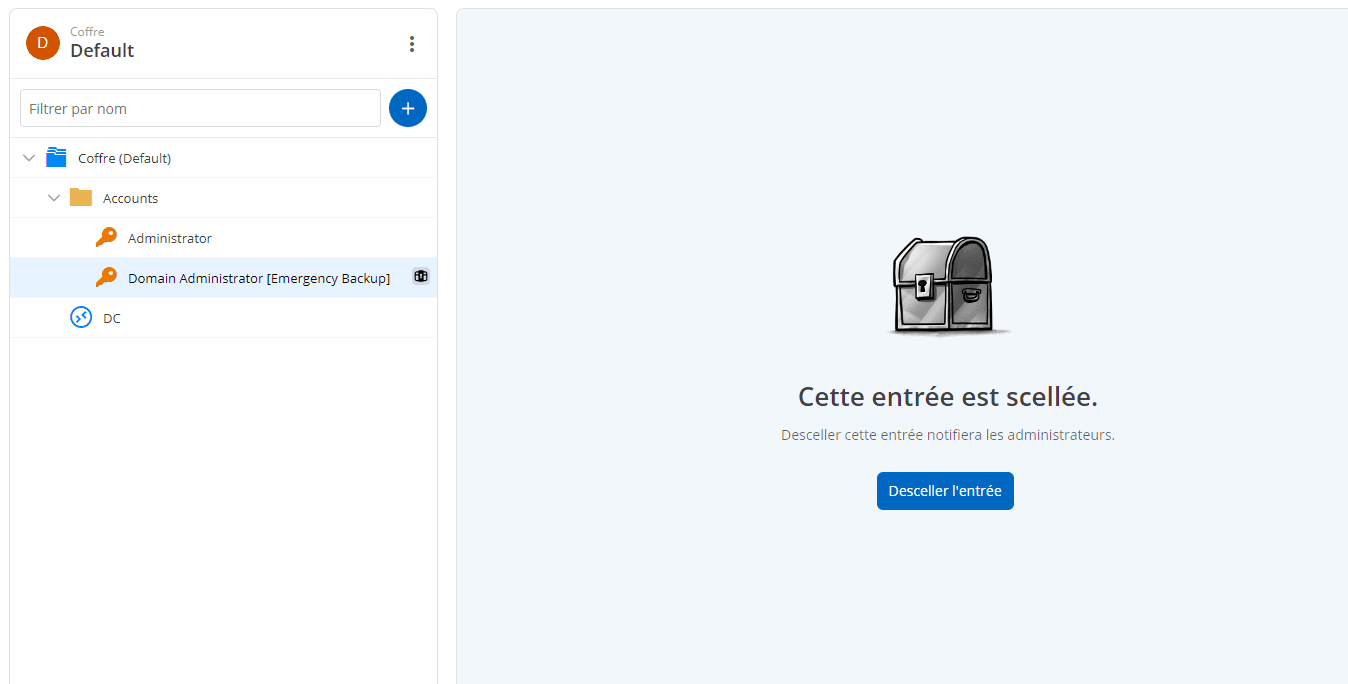 Entrée scellée dans Devolutions Server