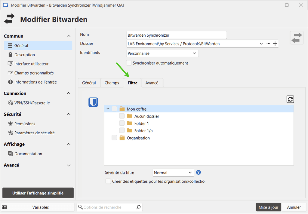 Filtrer les dossiers