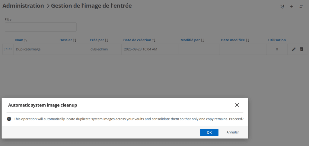 Fusion des images système en double