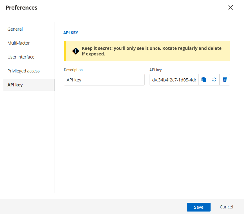 Generating a user-specific API key