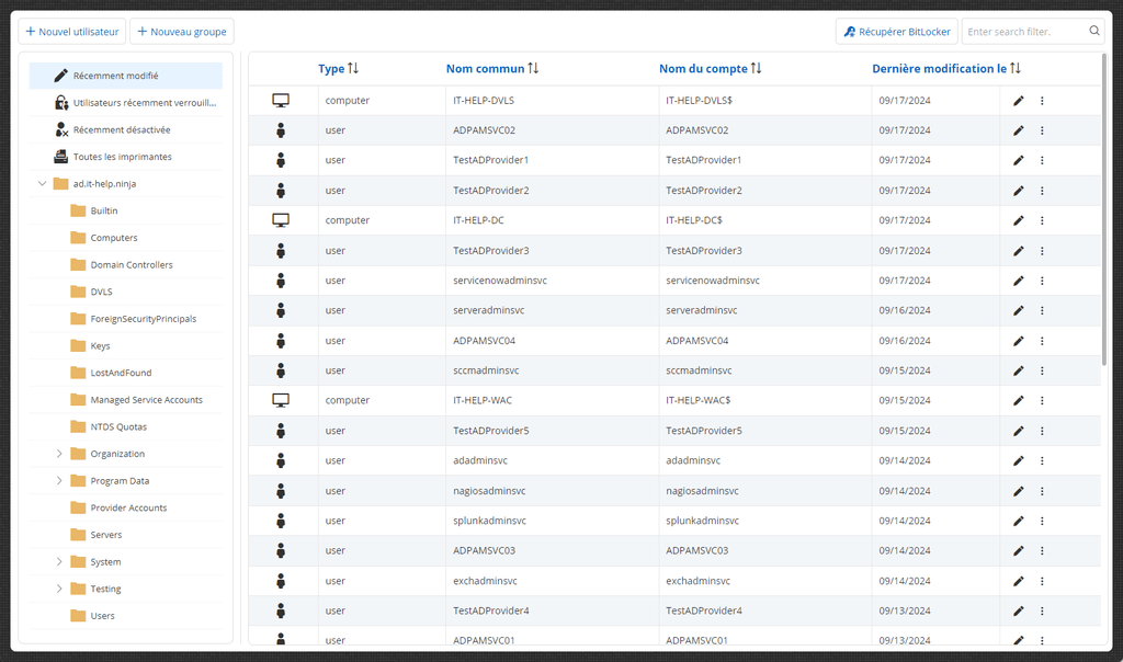 Gérer un environnement Active Directory dans l’interface Web de DVLS