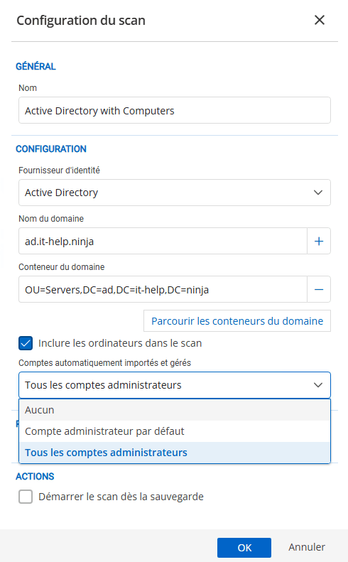 Importer tous les comptes administrateur locaux Windows détectables