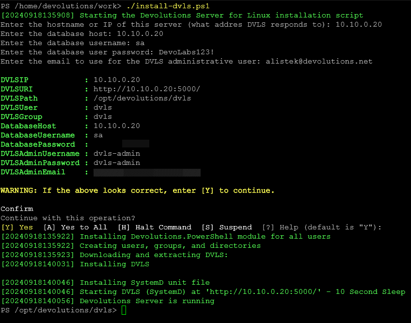 Installation von Devolutions Server auf Linux über ein PowerShell-Skript