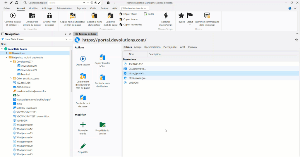 Interface principale de RDM présentant les dossiers, le marquage des sessions et bien plus encore!