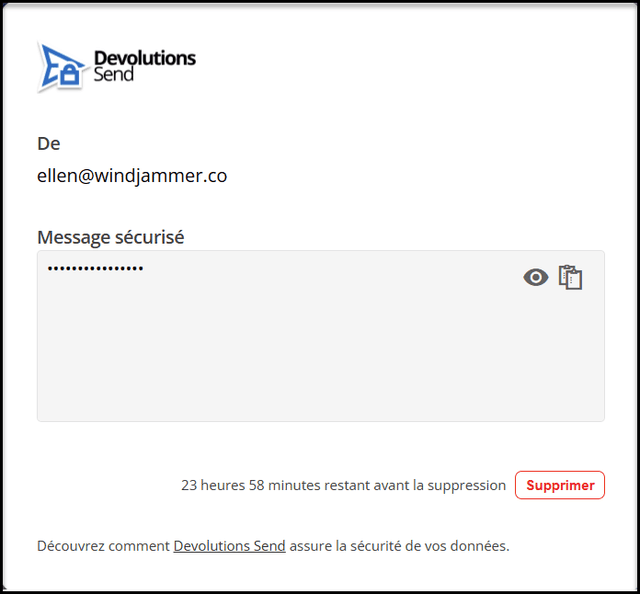 Le destinataire peut supprimer le lien