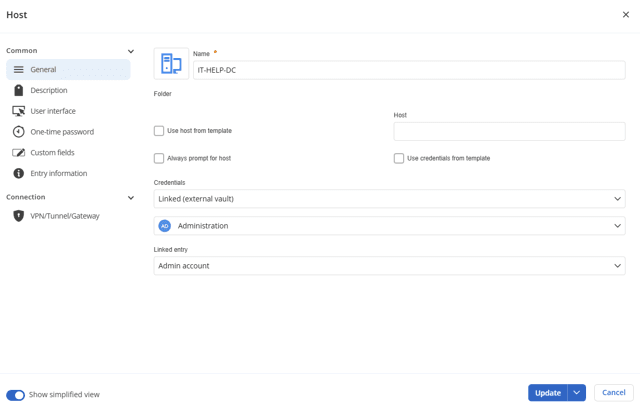 Link a credential stored in an external vault