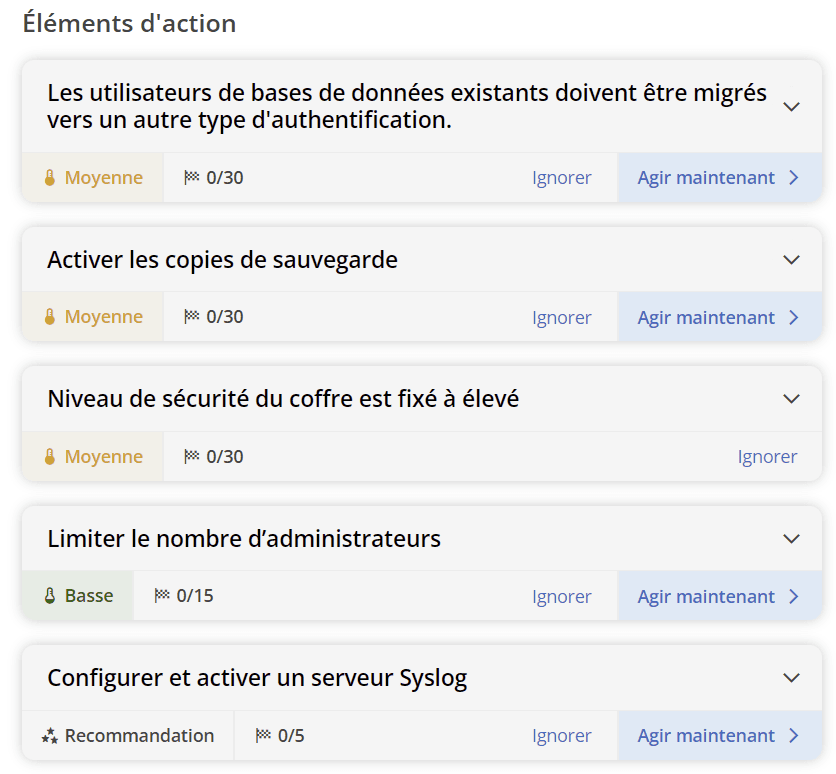Liste des problèmes de sécurité