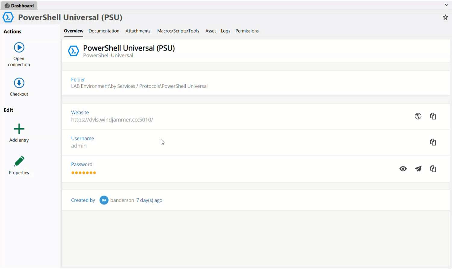 Accessing PowerShell Universal (PSU) via Remote Desktop Manager (RDM)